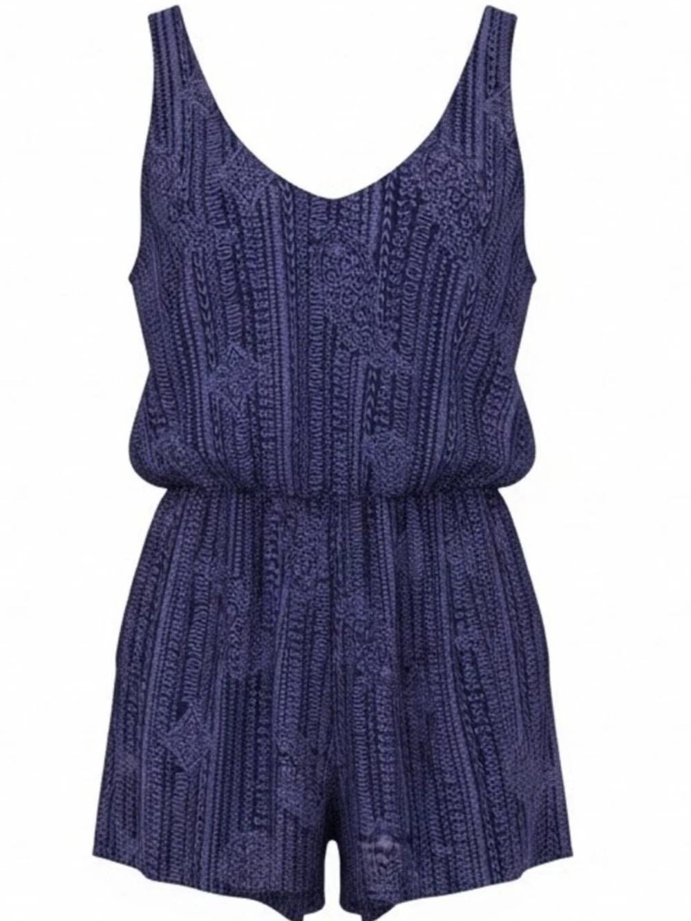 Roxy Geometric Paisley Indigo Blue & Purple Sleeveless Beach Romper Size XSmall